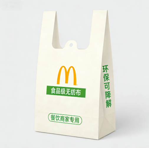 食品級無紡布餐飲外賣袋定制 環保可降解 餐飲商家專用